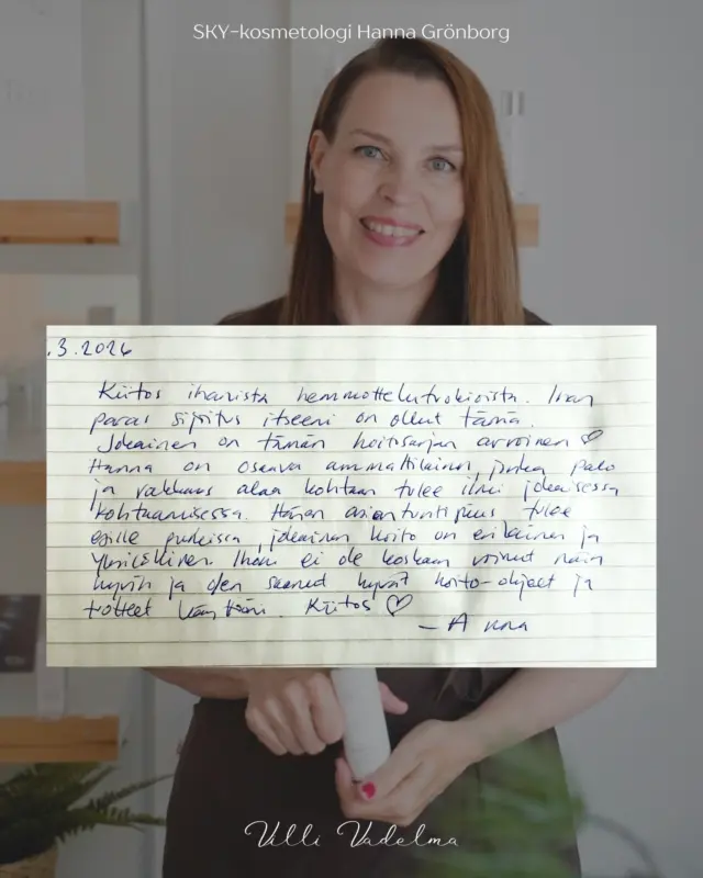Asiakaspalaute useamman hoidon sarjan jälkeen.🤍

Haluaisitko sinä juuri ihollesi räätälöidyn hoitosarjan? Ota yhteyttä, ja aloitetaan yhteistyö.💫

- Villi Vadelma, Helsinki

#kauneushoitolahelsinki #kosmetologihelsinki #luonnonkosmetiikka #kauneushoitolakumpula #ihonhoito
