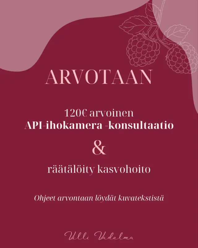 Tiedätkö, miten ihosi oikeasti jakselee juuri nyt?

Kevät tuo valon, ja samalla paljastaa ihon todellisen tilanteen. Kuivuus, tukkeumat, herkkyys… vai jotain, mitä et itse edes näe peilistä?

🩷 Nyt sinulla on mahdollisuus selvittää mitä ihosi pinnan alla tapahtuu!

✨Arvomme API ihokamera -konsultaation + kasvohoidon (arvo 120€)✨

Tässä analyysissä ihosi tutkitaan pintaa syvemmältä.
Saat selville mm.:

• kosteustason 
• melaniinin määrän
• ihon herkkyyden 
• talin kertymisen
• tulehdusalttiuden 

Lisäksi saat asiantuntijatulkinnan sekä henkilökohtaisen hoitosuunnitelman ja tiedät vihdoin, mitä ihosi oikeasti tarvitsee.

Osallistu näin:
1. Seuraa meitä Instagramissa @villivadelmahelsinki 
2. Tykkää tästä julkaisusta 
3. Tägää kommenteissa ystävä

Kaikki kommentit lasketaan – voit osallistua useamman kerran!

⭐️ Voittaja julkistetaan 2 viikon päästä äitienpäivänä, eli aikaa osallistua on 10.5. saakka.

Onnea arvontaan!

- Villi Vadelma, Helsinki 

#kauneushoitolahelsinki #iho #luonnonkosmetiikka #ihonhoito #kasvohoitohelsinki